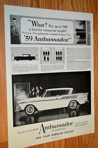 1959 RAMBLER AMBASSADOR ORIGINAL LARGE VINTAGE ADVERTISEMENT PRINT AD 59 - Bild 1 von 1