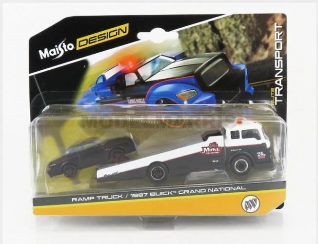 MAISTO 15055-17054Z BUICK - GRAND NATIONAL 1987 WITH RAMP TRUCK - MATT BLACK WHI - Immagine 1 di 1