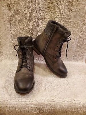 Rampage Womens6.5 Charcoal Gray "Jeri" Lace Up Side Zip Fashion Combat Boots NEW - Image 1 of 4