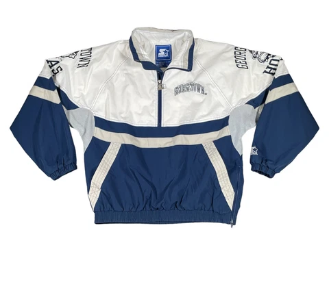 Vintage Georgetown Hoyas Starter Pullover Jacket Men's Size Large White Blue Cover