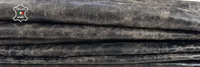 NEGRO AGRIETADO DESGASTADO EN BEIGE VINTAGE Cuero de cordero 2 pieles 12sqf 0.9mm C2287 Foto 1 de 4