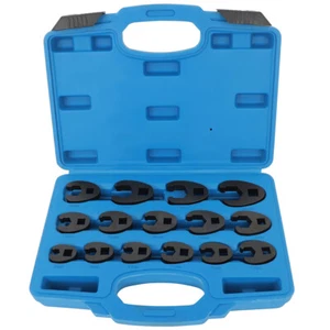 Crow foot Flare Nut Wrench Set 15pc 3/8 1/2in Drive Ratchet Extension Large Tool - Picture 1 of 5