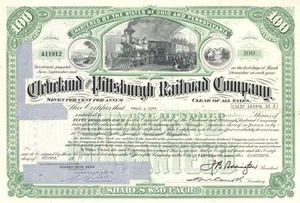 Cleveland and Pittsburgh Railroad Co. - 60er-70er Jahre datiert Eisenbahn Lager Zertifikat - Bild 1 von 1