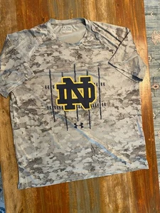 Notre Dame Team Issued 2XL Under Armour Loose Fit HeatGear Shirt Mens Camo - Picture 1 of 6