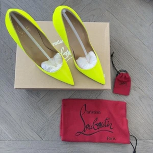 Authentic Christian Louboutin Neon Yellow SoKate 120mm Patent Pump Heels size 37 - Picture 1 of 10