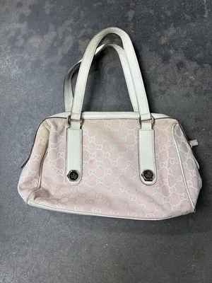 Vintage Authentic Gucci Pink GG Abby Cloth Handbag Made In Italy - Image 1 of 4