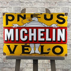 MICHELIN Enamel Sign 23.6x15.7" (60x40cm) Rare Vintage Pneu Service Wall Signage - Picture 1 of 17