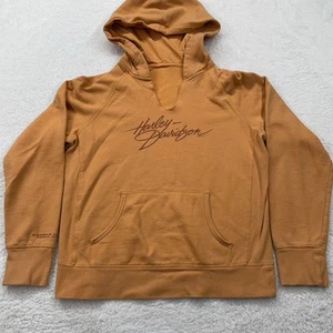 Harley Davidson Women's Sweatshirt Hoodie Size Large Orange Pullover - Picture 1 of 7