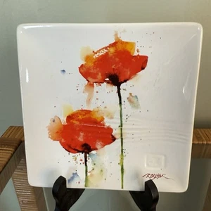 Dean Crouser Watercolor Flower Snack Plate 7" X 7" sold as individual plates - Picture 1 of 4