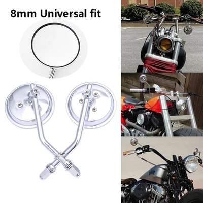 2 хромированных круглых зеркала заднего вида для мотоцикла Harley Davidson Sportster Bobber - Изображение 1 из 4