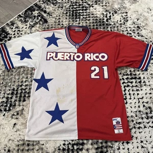 Vintage Puerto Rico #21 Baseball Trikot Mega USA Roberto Clemente Style L - Bild 1 von 12