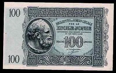  GREECE - IONIAN ISLANDS - ISOLE JONIE - 1941 - 100  DRACHMAS - PM15 - UNC - Image 1 of 2