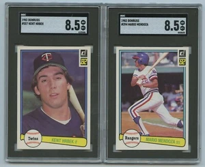 1982 Donruss #557 Kent Hrbek Rookie SGC 8.5 NM-MT+ & #394 Mendoza SGC 8.5 NM-MT+ - Picture 1 of 2