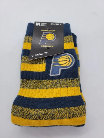 PKWY NBA Indiana Pacers Youth Steps Crew Socks Striped Size Medium Classic Fit Cover