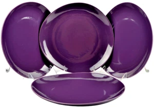 DIANE VON FURSTENBERG DVF Home Pebblestone Eggplant Salad Plate Set/4 New - Picture 1 of 4