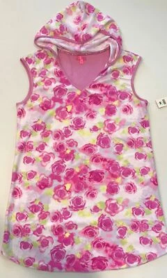 Traje de baño Betsey Johnson con capucha vestido túnica rosa flor floral S Foto 1 de 4
