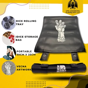 Dice Rolling Tray - Folding Dice Mat - Black Dice Tray with Storage Dice Scroll - Picture 1 of 15
