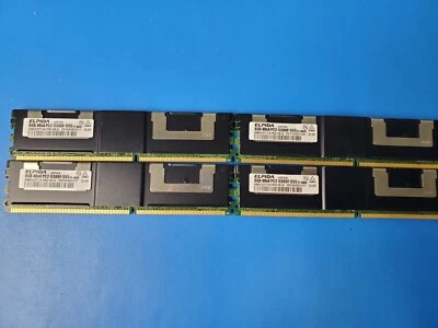 Lot of 4 Elpida 8GB 4Rx4 PC2-5300F-555 11-AA0 EBE82FF4A1RQ-6E-E (32 GB Total) - Image 1 of 2