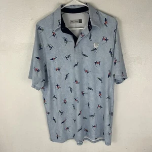 KJUS Golf Performance Polo Shirt Men's Large Purple All Over Print Ski Quick Dry - Picture 1 of 4