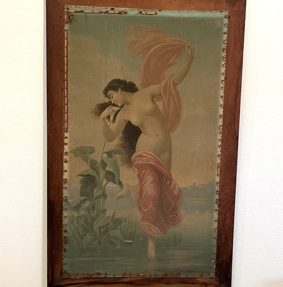 William Bouguereau Dawn Niña Desnuda con Lirio IMPRESIÓN EN LIENZO PINTURA ART NOUVEAU Foto 1 de 4