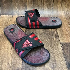 Adidas Sandals Men's Size 13 Adissage Slide Casual Slip On Red & Black EUC! - Picture 1 of 10
