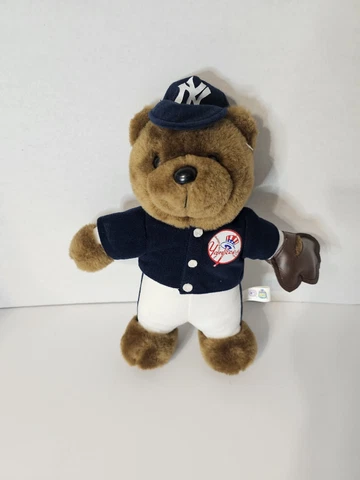 New York Yankees  MLB Vintage 12" Plush TEDDY BEAR Doll with Glove Cover