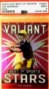 Joe Burrow RC 2020 Leaf Valiant Best of Sports Pink 1/15 MINT PSA 9 - Picture 1 of 2