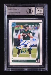 Jets Zach Wilson Signed 2021 Donruss 252 RR RC Football Card [BGS Auto Grade 10] - Picture 1 of 2