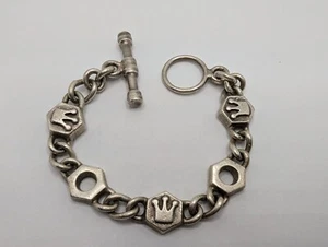 Versani Sterling Silver 925 Crown Toggle Bracelet 6.75" - Picture 1 of 7