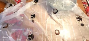 ITALIAN WHITE / Brown Sheer Remnants W 1yd.18"x 2yd.14" - Picture 1 of 8