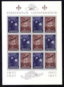 Liechtenstein 316a (315-316) Pfadfinder 60 Jahre Briefmarkenbogen postfrisch 1957 - Bild 1 von 1