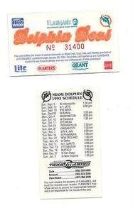 Miami Dolphins 1993 Pocket Schedule - Picture 1 of 1