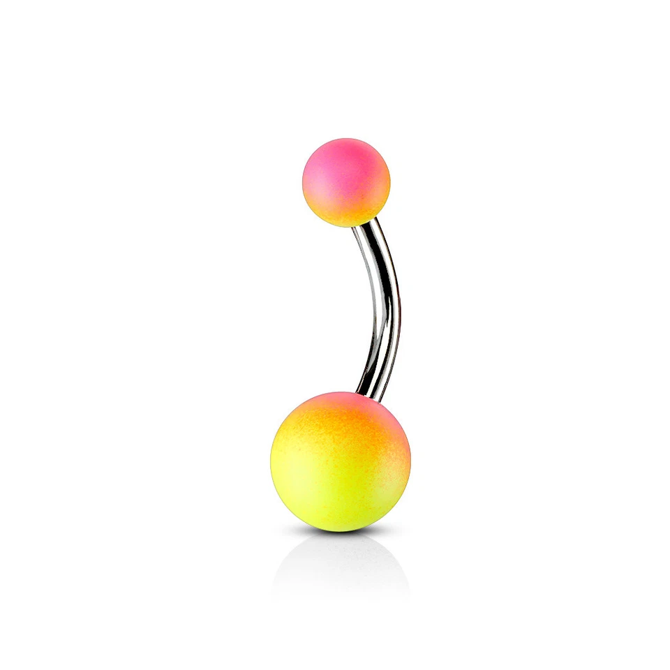 14 Gauge 3/8" Two Tone Rubber Coating Stone Center Belly Button Ring Navel B581 - Image 1 of 1