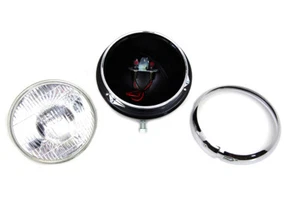 Black 7" K Headlamp with Chrome Rim - Picture 1 of 4