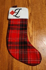 LETTER L - Initial Wondershop Target plaid Christmas STOCKING MONOGRAM RED 18" - Picture 1 of 5