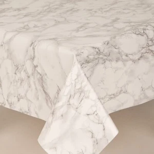 Grey and White Marble Design Pvc Vinyl Wipe Clean Tablecloths - Picture 1 of 2