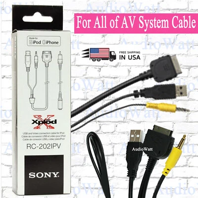 SONY RC-202IPV Cable for iPod  iPhone Video Plug USB AUX Car Audio Radio - UC - Image 1 of 2