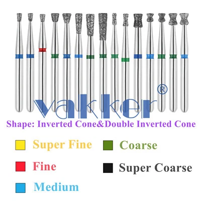 10c Vakker Dental FG Diamond Burs High Speed Burs Inverted/ Double Inverted Cone - Image 1 of 4