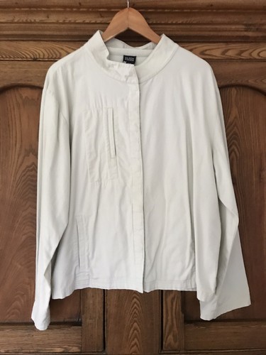 OFF WHITE Giacca corta in tela Eileen Fisher XL L moto utility off bianco grigio pallido sfoderato