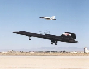 SR-71A taking off with test fixture F-18 chase aircraft 8X12 PHOTOGRAPH NASA D - Picture 1 of 1
