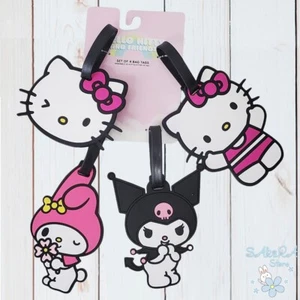 NWT 4 PCS HELLO KITTY KUROMI MY MELODY SCHOOL ID BACKPACK LUGGAGE BAG TAGS SET - Picture 1 of 3