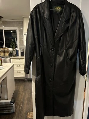 Avanti Womens Ladies Genuine Black Leather Jacket Trench Coat Vintage 80s S - Image 1 of 4