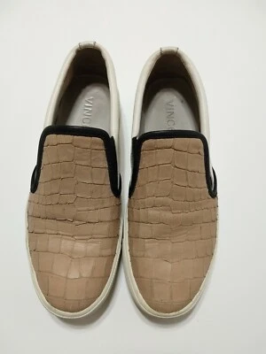 VINCE Women's Slip Crock White Pink Leather Loafers Sneakers Shoes Sz 7 M  - Image 1 of 4