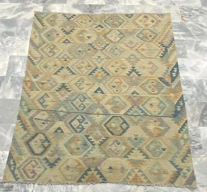 Alfombra Kilim Afgana Vintage Multicolor Lana Salón Azteca Kilim 171x215cm - Imagen 1 de 3