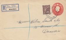 Australien: 1937: Ganzsache Registered Wairoa to Dunedin