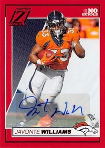 Javonte Williams 2024 Zenith Football #30 Red No Huddle Auto - Picture 1 of 1