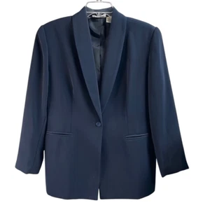 TANJAY Womens Black Dress Career Blazer Jacket Size 12 Petite Vintage - Picture 1 of 8