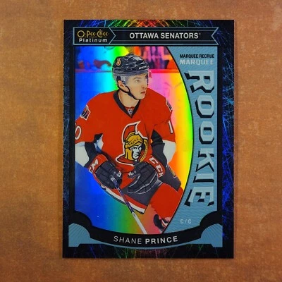 2-09-11 mx PWE 2015-16 opc o-pee-chee platinum black ice /99 RC #m9 shane prince - Image 1 of 3
