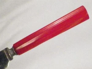 2 Bakelite Knives Red Butterscotch Marbled Stainless Blades Mid Century Flatware - Picture 1 of 6