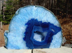 Achat Geode blaue Buchstützen - exzellente Farben und Muster / Druzy Centers - 6 Pfund 15 Unzen - Bild 1 von 7